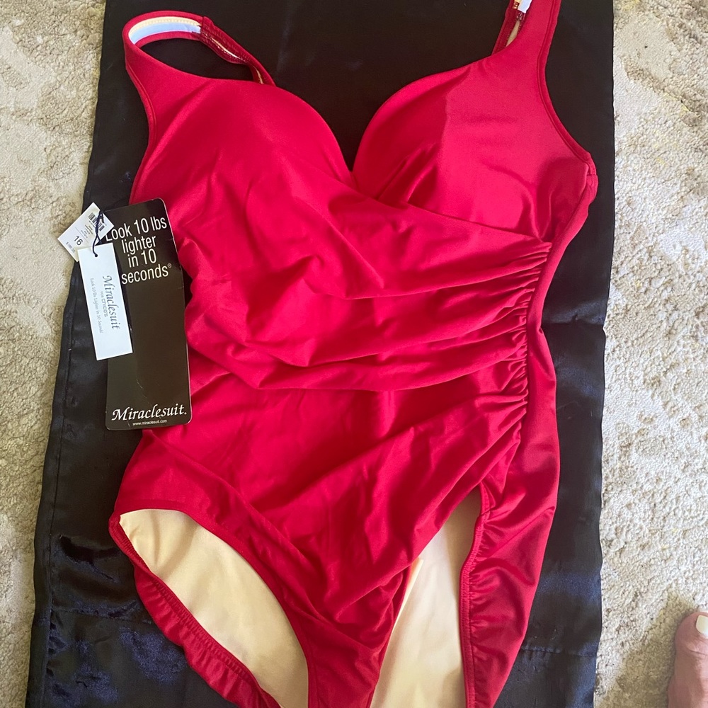 NWT bright red miracle-suit size 16